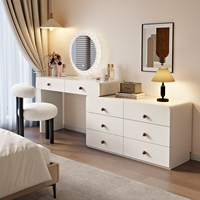 Nouvelle commode de rangement en bois massif style crème avec coiffeuse, table de maquillage moderne et minimaliste pour chambre à coucher