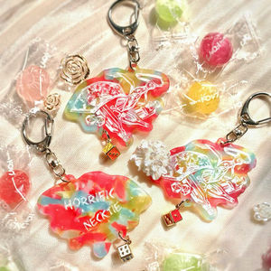 特殊彩色亚克力定制印花促销亚克力钥匙扣塑料钥匙圈带动漫环氧魅力定制贴纸 - Product Image 2