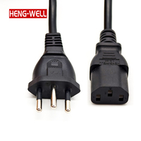 Cordon d'alimentation brésilien 12A 250V 3 broches avec prise BR IEC C13/C7/C5 certifié Inmetro, longueur personnalisable, 100% cuivre + PVC