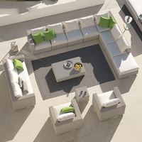Jardin d'art supérieur design populaire extérieur ensemble de canapés en rotin botanique loisirs ensemble de meubles en osier 13 pièces livraison directe