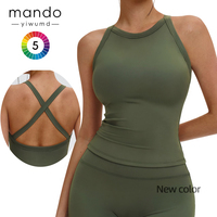 Camiseta Deportiva con Sujetador Incorporado para Mujer, Tirantes Cruzados en la Espalda, Ajustada, Nuevos Colores Retro para Yoga, Gimnasio y Fitness