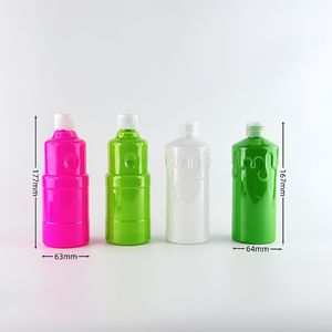 <b>Empty</b> 400Ml Flip Top <b>Plastic</b> <b>Bottles</b> Cylinder Shape For Paint Watercolor Stationery Personal Care Packaging - Product Image 1