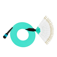 Cable de Conexión de Fibra Óptica Multimodo 24F OM3 MPO a LC 40G/100G LSZH Aqua para Cableado de Centros de Datos de Alta Densidad