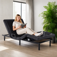 JULEI JL-AD15 Cadre de lit à lattes multifonctionnel au design moderne, réglable et pliable, en bois de bouleau, pour lit Queen Size, pour la maison