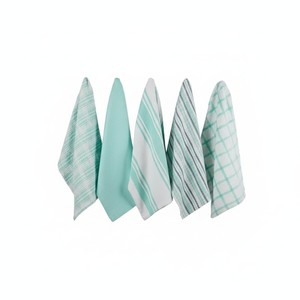Assortiment de torchons de cuisine tissés, 18x28 ", Aqua, 5 pièces | Design Imports - Product Image 1