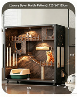 Villa pour chat en bois à plusieurs niveaux, fermée, avec griffoirs intégrés et éclairage intégré pour le repos des chats d'intérieur