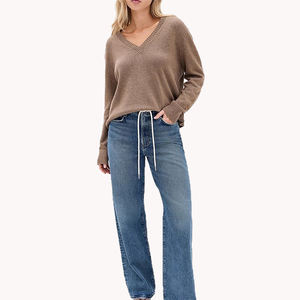 Suéter Personalizable de Otoño, Grueso, Cuello en V, Color Sólido, Manga Larga, Capa Interior de Invierno, Suéter Informal para Mujer - Product Image 4