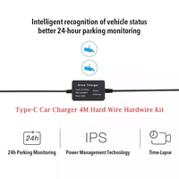 Kit de câblage ACC pour caméra de tableau de bord USB Type C, avec régulateur abaisseur de tension 12V-24V vers 5V 3A, câble de chargeur de voiture et cordon d'alimentation