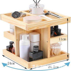 New rotating solid wood <b>shelf</b>, tiered cosmetic organizer, <b>desktop</b> organizer. - Product Image 1