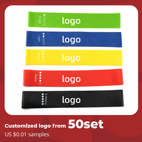 Logo personnalisé à partir de 50 ensembles – Bandes de résistance élastiques pour gym, yoga, exercices, entraînement, fitness, tractions – Ensemble de bandes de résistance avec logo personnalisé
