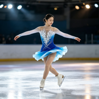 Robe de compétition de patinage artistique en tissu haut de gamme, ornée de strass scintillants, à manches longues, pour adultes et enfants, pour spectacle sur glace