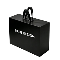 Individuelles Logo Schwarze Faltbare Magnetische Klappbox mit Bandgriff Zusammenklappbare Harte Karton Luxus-Geschenkbox für Kerzen