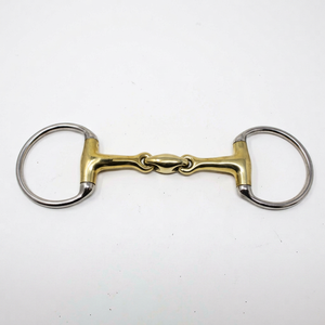 Brida de metal dorado con anillas redondas para equitación - Product Image 1