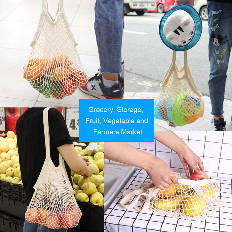 Large Reusable Organic Cotton Tote Mesh Shopping String Net bag For Vegetables