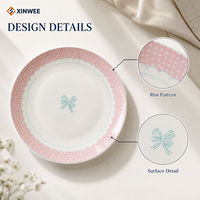 Gepersonaliseerde 8 inch geglazuurde planten-design keramische platte bord wit porselein voedselveilig vaatwasserbestendig duurzaam dessert- en snackschaaltje