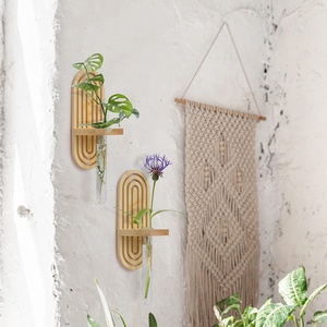 Estación <span class=keywords><strong>de</strong></span> propagación <span class=keywords><strong>de</strong></span> plantas para decoración del hogar personalizada, estación <span class=keywords><strong>de</strong></span> propagación montada en la pared, jarrón <span class=keywords><strong>de</strong></span> tubo <span class=keywords><strong>de</strong></span> ensayo colgante con soportes <span class=keywords><strong>de</strong></span> madera - Product Image 6