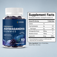 Gummies d'Ashwagandha Personnalisées OEM/ODM sous Marque Privée, 60 Unités, Saveur Mûre, avec Support de Documentation Qualité et Contrat