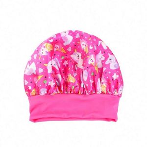 Bonnet de nuit en satin imprimé motif cheval de dessin animé pour enfants, avec large bande, usage quotidien, unisexe, toutes saisons, ajustable, vente en gros - Product Image 3