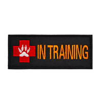 Écusson brodé Chien d'assistance en formation, motif Croix médicale et empreinte de patte, en tissu avec bordure Merrow et Velcro pour gilet