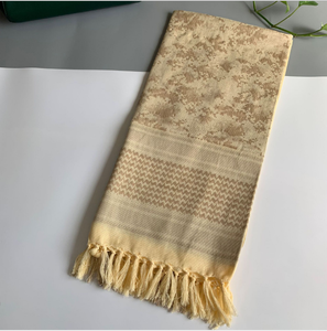 Écharpe carrée arabe en coton intégral, couleur désert et vert, douce et confortable - Product Image 2