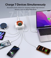 Chargeur rapide HNT 170W GaN PD QC3.0 avec adaptateur EU/US/UK/AU, double USB-C, 6 ports, certifié CE/ROHS/UKCA pour une utilisation au bureau, ordinateur portable