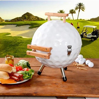 Mini gril à charbon de bois extérieur portable de 14 pouces Four sphérique en forme de football Cuisinière Kebab rond Barbecue en acier et fer
