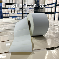 Rouleaux d'étiquettes autocollantes de transfert 70g personnalisés, papier autocollant promotionnel emballé en carton 60*40mm 50*25mm 58*38mm 40*30mm