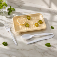 Ensemble de fourchettes, cuillères et couteaux biodégradables et compostables pour événements, repas à emporter et compagnies aériennes