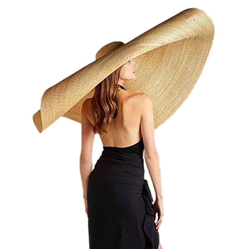 Шляпка от солнца с широкими полями, Пляжная Соломенная Панама оверсайз с цветными краями из железной проволоки, в стиле кэжуал, для отдыха на лето
