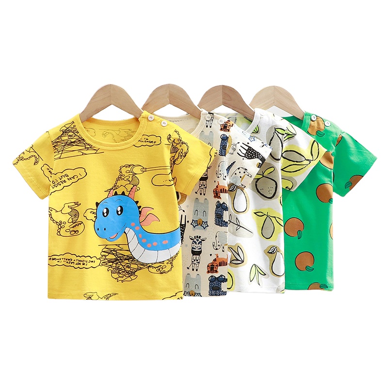 Детская футболка с коротким рукавом и пуговицами на плече