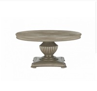 Ensemble de table et chaises de salle à manger de luxe de style américain en bois massif, table ronde en marbre sculptée à la française