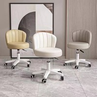 Tabouret Rond Moderne à Hauteur Réglable avec Dossier pour Salon, Coiffeuse, Bureau d'Ordinateur, Chambre et Appartement