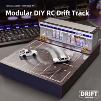 Kit de piste de drift magnétique à l'échelle 1:64, à assembler soi-même, pour modèles de voitures RC électriques, avec aménagement de scène de course miniature, ornement de bureau en plastique et métal