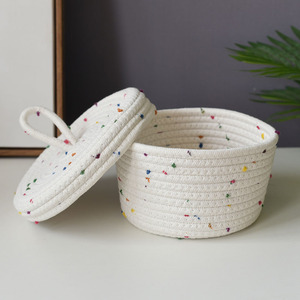 Desktop <b>storage</b> box, cotton <b>rope</b> <b>storage</b> <b>basket</b>, cosmetics, snack <b>basket</b>, miscellaneous items <b>basket</b>, underwear and sock - Product Image 2