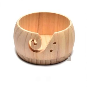 Wooden Yarn Bowl Solid Wood Round Knitting Storage Craft Supply Desktop Use - Product Image 2