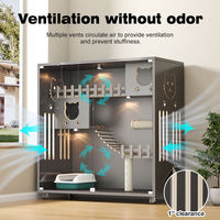 Villa moderne pour chat en bois massif, maison pour animaux de compagnie facile à nettoyer, idéale pour chatons, meuble de salon de luxe pour chat, porte incluse, sans assemblage