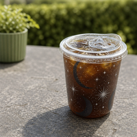 Gobelets jetables OEM de 90 mm pour boissons froides, tequila, whisky, vodka, en plastique PP, avec logo personnalisé, transparents, avec couvercle