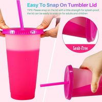 Gobelets en plastique écologiques personnalisables de 24 oz, réutilisables, modernes, pour fêtes, à changement de couleur à l'eau froide, avec couvercle et paille
