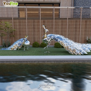 Escultura <span class=keywords><strong>de</strong></span> estatua <span class=keywords><strong>de</strong></span> metal <span class=keywords><strong>de</strong></span> pavo real <span class=keywords><strong>de</strong></span> <span class=keywords><strong>acero</strong></span> inoxidable para jardín al aire libre moderno - Product Image 3