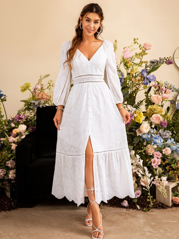 Elegant White Bridesmaid Party Dress - Autumn Wedding Guest Elegant White Bridesmaid Party Dress - Autumn Wedding Guest