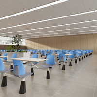 Ensemble table et chaises de cantine scolaire moderne et durable avec table en pierre et siège en plastique empilable 4 places à usage commercial