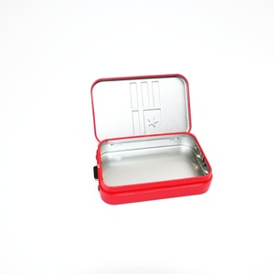 Red Rectangular Tin <b>Box</b> with Star and Striped Pattern Embossed Design Recyclable <b>Metal</b> Storage Case Gift Craft Use - Product Image 5