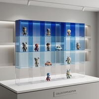 Support d'affichage autoportant en acrylique personnalisé avec dégradé de couleurs, respectueux de l'environnement, avec compartiment en cube pour le rangement des figurines de jouets