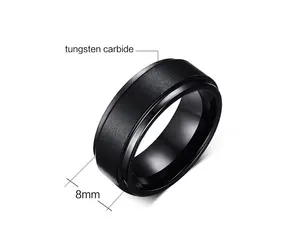 8Mm/10Mm Heren Geborsteld Wolfraamcarbide Trouwband Ring Polish Afgewerkt Comfort Fit Zwart/Zilver/Blauw/Goud/Rose Goud