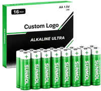 Piles AA Double A 1,5 V LR6 Ultra Alcalines Durée de vie de 10 ans pour télécommandes de télévision, appareils ménagers et électroniques