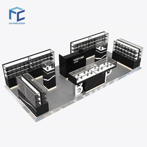 Kiosque cosmétique moderne pour centre commercial Kiosque à parfums de couleur noire Armoires à parfums en verre à vendre - Product Image 1