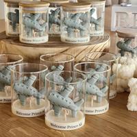 Bougies artisanales uniques personnalisées avec étiquette, parfumées avion, pour cadeaux de remerciement de baby shower pour bébé garçon, avec couvercle