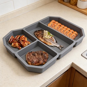 Customized Eco-Friendly Bpa Free Silicone <b>Trays</b> <b>Oven</b> Heatproof Divided Meal Reusable <b>Baking</b> Dishes <b>for</b> Home Kitchen - Product Image 4