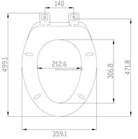 Siège de toilette en PP pur antibactérien 17'' 19'' Standard US Allongé Haute Brillance Anti-Jaunissement Conception Personnalisée Prise en Charge pour Salle de Bain