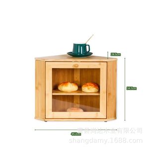 Bamboo double-layer bread box, household pastry and cake dustproof wooden box, <b>kitchen</b> decoration food storage rack - Product Image 5